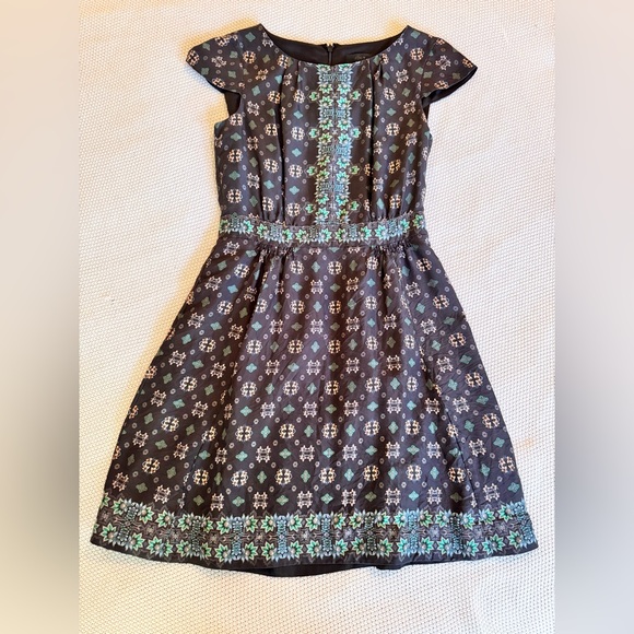 J. CREW 100% Silk Cap Sleeve Black Floral Midi Dress - Picture 1 of 15